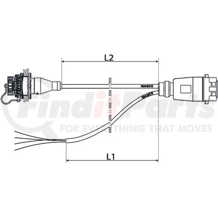 WABCO 4496172570 Air Brake Cable - Electronic Braking System Connecting Cable