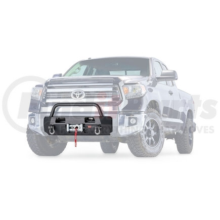 WARN 103209 MTG KIT SEMI-HIDDEN for Toyota Tundra Pickup 2014-current; Winch carrier has -thick steel and acts as a fortified cross beam; Welded 2 diameter single-hoop bull bar and thru-welded D-ring mounts; No need to relocate control pack