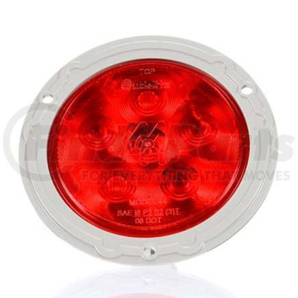 Truck-Lite TL44322R Brake / Tail / Turn Signal Light - For Super 44, LED, Red, Round, 6 Diode, Gray Flange Mount, 12 Volt