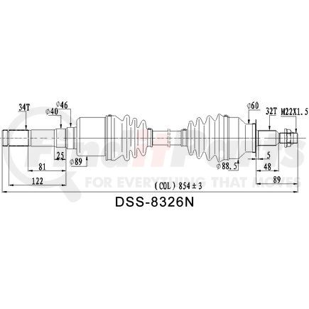 Diversified Shaft Solutions (DSS) 8326N CV Axle Shaft