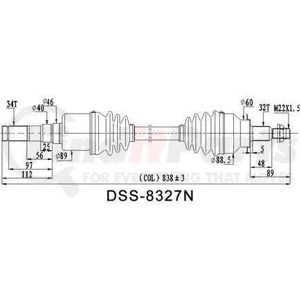 Diversified Shaft Solutions (DSS) 8327N CV Axle Shaft