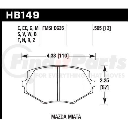 Hawk Friction HB149G505 MOTORSPT CLUTCH 99 MIATA