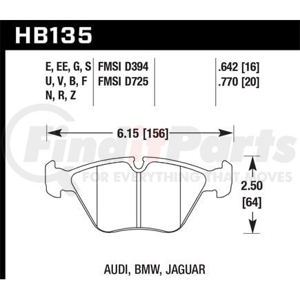 Hawk Friction HB135B760 HPS 5.0 BRAKE PADS