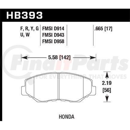 Hawk Friction HB393F665 Brake Pads: Honda various models; High Performance Street Brake Pads