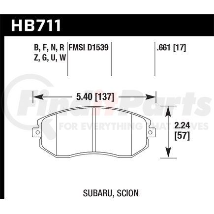 Hawk Friction HB711N661 BRAKE PADS