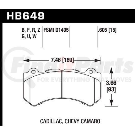 Hawk Friction HB649F605 CADILLAC CTSV BRAKE PADS