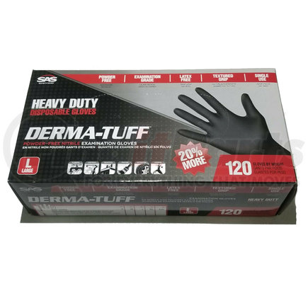 SAS Safety Corp 66583 Disposable Gloves - Derma-Tuff, Nitrile, Powder Free, Large, 6mil Thickness