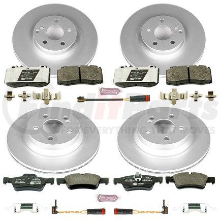 PowerStop Brakes ESK6602 Genuine Geomet® Coated Rotors, ECE-R90 Disc Brake Pad Set + Hardware Kit
