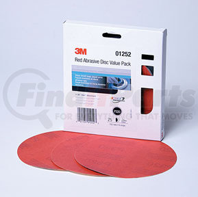 3M 1252 Red Abrasive Stikit™ Disc Value Pack, 6 in, P320, 25 discs per pack