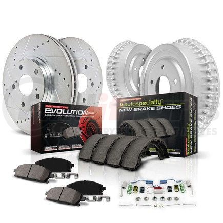 POWERSTOP BRAKES K15220DK Z23 Daily Driver Carbon-Ceramic Pads, Drilled + Slotted Rotors, Drum + Shoe Kit