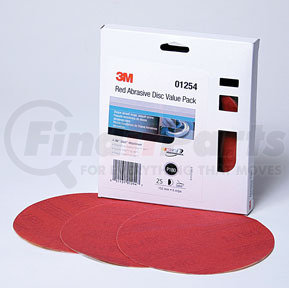 3M 1254 Red Abrasive Stikit™ Disc Value Pack, 6 in, P180, 25 discs per pack