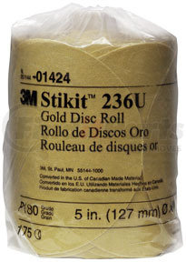 3M 1424 Stikit™ Gold Disc Roll 01424, 5", P180A, 175 discs/roll
