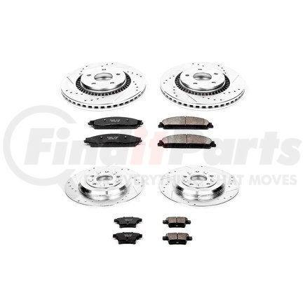 POWERSTOP BRAKES K4039 Z23 Daily Driver Carbon-Fiber Ceramic Brake Pad and Drilled & Slotted Rotor Kit