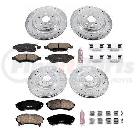 POWERSTOP BRAKES K4135 Z23 Daily Driver Carbon-Fiber Ceramic Brake Pad and Drilled & Slotted Rotor Kit