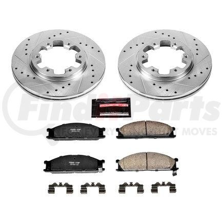 POWERSTOP BRAKES K4837 Z23 Daily Driver Carbon-Fiber Ceramic Brake Pad and Drilled & Slotted Rotor Kit