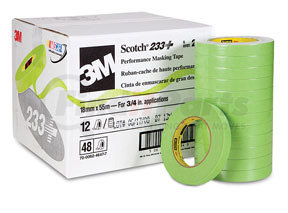 3M 26334CS Scotch 233+ Green Automotive Masking Tape, 3/4" x 55m, 48 Rolls