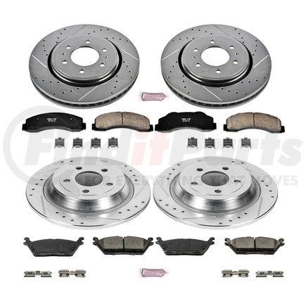 POWERSTOP BRAKES K6803 Z23 Daily Driver Carbon-Fiber Ceramic Brake Pad and Drilled & Slotted Rotor Kit