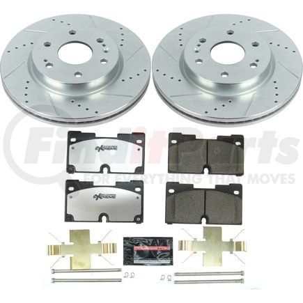 PowerStop Brakes K817236 Z36 Truck and SUV Carbon-Fiber Ceramic Brake Pad and Drilled & Slotted Rotor Kit