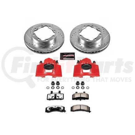 POWERSTOP BRAKES KC152436 Z36 Truck and SUV Ceramic Brake Pad, Drilled & Slotted Rotor, and Caliper Kit