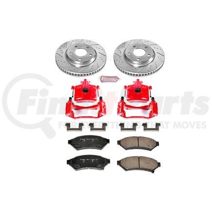 POWERSTOP BRAKES KC1588 Z23 Daily Driver Carbon-Fiber Ceramic Pads Drilled & Slotted Rotor & Caliper Kit
