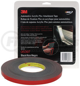 3M 6397 Automotive Acrylic Plus Attachment Tape 06397, Black, 1/2" X 10 Yds, 60 mil