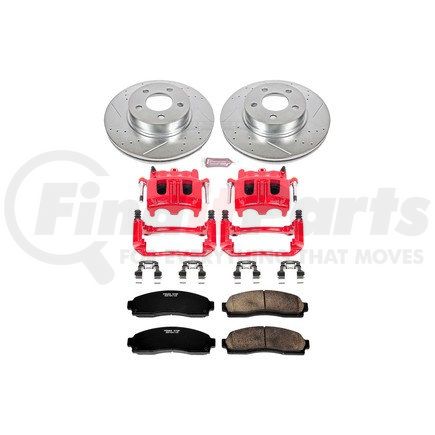 POWERSTOP BRAKES KC1923 Z23 Daily Driver Carbon-Fiber Ceramic Pads Drilled & Slotted Rotor & Caliper Kit