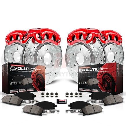 POWERSTOP BRAKES KC200 Z23 Daily Driver Carbon-Fiber Ceramic Pads Drilled & Slotted Rotor & Caliper Kit