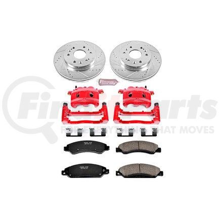 POWERSTOP BRAKES KC2067 Z23 Daily Driver Carbon-Fiber Ceramic Pads Drilled & Slotted Rotor & Caliper Kit