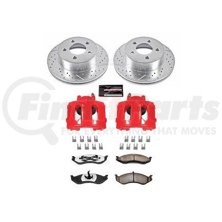 POWERSTOP BRAKES KC215236 Z36 Truck and SUV Ceramic Brake Pad, Drilled & Slotted Rotor, and Caliper Kit