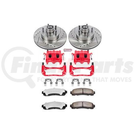 PowerStop Brakes KC185736 Z36 Truck and SUV Ceramic Brake Pad, Drilled & Slotted Rotor, and Caliper Kit