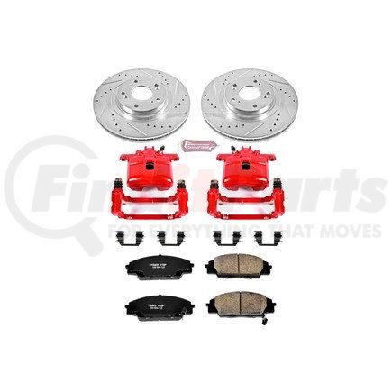POWERSTOP BRAKES KC2439 Z23 Daily Driver Carbon-Fiber Ceramic Pads Drilled & Slotted Rotor & Caliper Kit