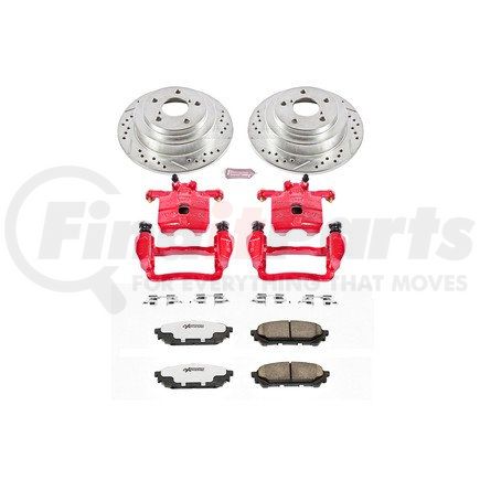 PowerStop Brakes KC44726 Z26 Street Performance Ceramic Brake Pad, Drilled Slotted Rotor, and Caliper Kit