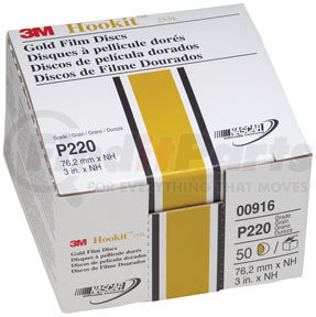 3M 916 Hookit™ Gold Disc 00916, 3", P220A, 50 discs/bx