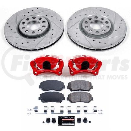 POWERSTOP BRAKES KC6372 Z23 Daily Driver Carbon-Fiber Ceramic Pads Drilled & Slotted Rotor & Caliper Kit
