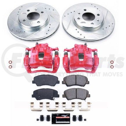 POWERSTOP BRAKES KC6508 Z23 Daily Driver Carbon-Fiber Ceramic Pads Drilled & Slotted Rotor & Caliper Kit