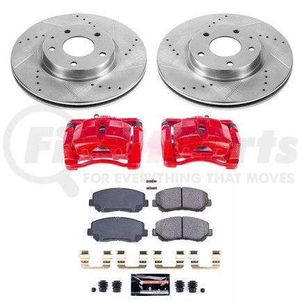 POWERSTOP BRAKES KC6967 Z23 Daily Driver Carbon-Fiber Ceramic Pads Drilled & Slotted Rotor & Caliper Kit