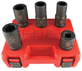 Chicago Pneumatic SS8205WS 1" Dr Wheel Service SAE & Metric Impact Socket Set, 5 Pc