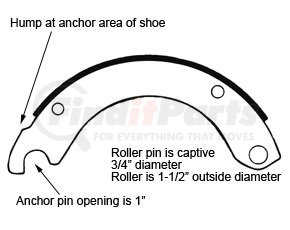 HALDEX GR4591DXQR - drum brake shoe and lining assembly - rear, relined, 1 brake shoe, without hardware, for use with dexter (pq) style applications | relined 1 shoe no hardware,2015 grade material, fmsi 4591 | drum brake shoe