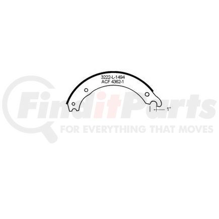 HALDEX GF4515FQR - drum brake shoe and lining assembly - front, relined, 1 brake shoe, without hardware, for use with fruehauf "q" applications | relined 1 shoe no hardware,2008 grade material, fmsi 4515 | drum brake shoe