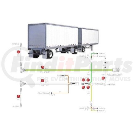 Phillips Industries 34-1300-384 Trailer Wiring Harness - Main with ABS ECU and ABS Warning Lamp Drop