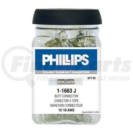 Phillips Industries 1-1662-100 Butt Connector - , 16-14 Ga., Blue Stripe, Quantity 100, Heat Required