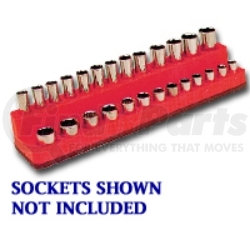 Mechanic's Time Savers 727 1/4" Dr Shallow/Deep 26-Hole Magnetic Socket Organizer, Rocket Red