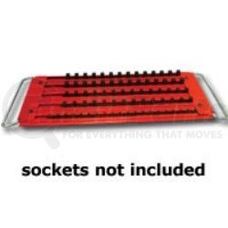 Mechanic's Time Savers LASTRAY 1/4", 3/8", & 1/2" Dr 76-Posts 5 Row Lock-a-Socket Tray, Red