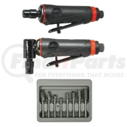 Astro Pneumatic 219 ONYX 3 Pc. Die Grinder Kit with 8 Pc. Double Cut Carbide Rotary Burr Set