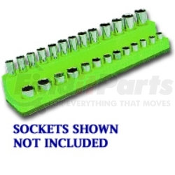 MECHANIC'S TIME SAVERS 725 1/4" Dr Shallow/Deep 26-Hole Magnetic Socket Organizer, Neon Green