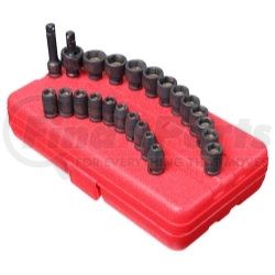 Sunex Tools 1818 1/4" Drive SAE & Metric Master Magnetic Impact Socket Set,  23 Pc.