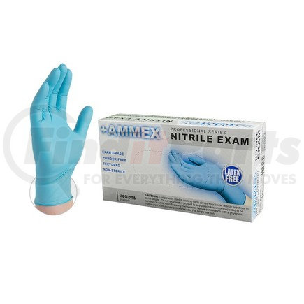 Ammex Gloves APFN46100L Blue Nitrile Gloves, 4 mil, Latex Free, Powder Free, Textured, Disposable, Non-Sterile - Large - 100/Pack