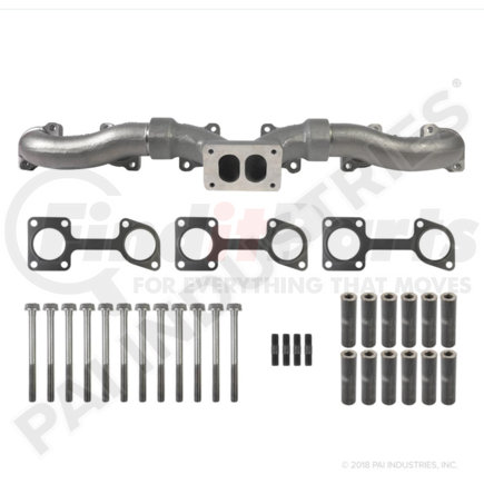 PAI 681127 Exhaust Manifold Gasket and Hardware Kit - w/ Complete Hardware and 3pc Sealed Manifold Assembly