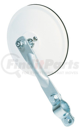 Grote 28031 5in. Round Clamp-On Spot Mirror, w/ Arm Assembly, Powder Coated, White