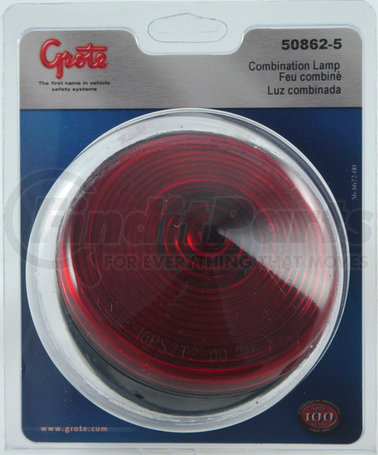 Grote 50862-5 4" Two-Stud Stop / Tail / Turn Light - w/out License Window, Multi Pack